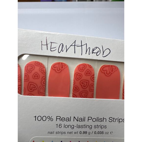 Color Street Other - NWT Color Street “Heartthrob” Coral Heart Shaped Designs Nail Strips
